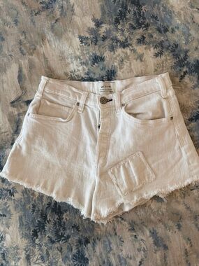 McGuire Denim Light Cream Frayed Hem Jean Shorts